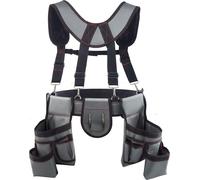 Cinturón portaherramientas con 22 compartimentos, bolsa para herramientas con tirantes para hombres, cinturón utilitario resistente y ajustable con tirantes para electricistas, carpinteros, construcci