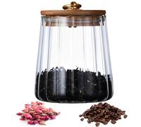 CINY Tarros de Conservación, Tarro de Almacenamiento De Vidrio Con Tapas De Bambú Anillo De Silicona Cajas De Té Sellado Tarro De Dulces Para Almacenamiento De Especias Azúcar Té Café Granos Nueces