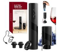 CIRCLE JOY Sacacorchos Eléctrico Juego de regalo, Abrebotellas de vino recargable con cortador de papel de aluminio, aireador y vertedor de vino Eléctrico 2 en 1 y 2 tapones de vacío, Cable USB