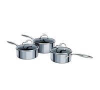 Circulon SteelShield C Series - Juego de 3 cacerolas de acero inoxidable de 16/18/20 cm, cacerolas de inducción con tapas, híbridas antiadherentes, aptas para utensilios de metal y aptos para