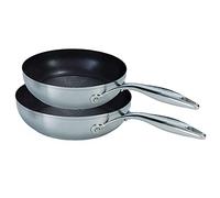 Circulon SteelShield - Juego de 2 sartenes de acero inoxidable para inducción con antiadherente híbrido de 20 cm y 26 cm, apto para utensilios de cocina y lavavajillas