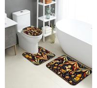 Circus - Tapete de baño de secado rápido, colorido carrusel de animales, absorbente, antideslizante, tapete de ducha divertido de franela lavable para baño, juego decorativo de 3 piezas