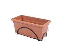 Plastiken terra balconera plato integrado+soporte, terracota, 50x24x18