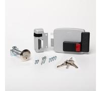CISA - Cerradura eléctrica para aplicar 111610702N7 - Cerradura eléctrica CISA de acero pintado con botón interior - Cerradura puerta exterior eléctrica entrada 70 regulable - mano izquierda