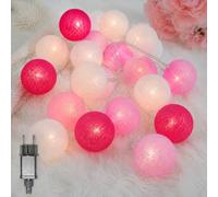 Ciskotu 3,8M Guirnalda Luces Interior 20 Bolas de Algodón con Enchufe, Luces Navidad Interior Luces de Hadas, Guirnalda Luminosa Bolas Cadena De Luces para Balcón, Ventana, Fiesta, Boda, Navidad