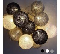 Ciskotu 3,8M Guirnalda Luces Interior, 20 Bolas de Algodón con ENCHUFE Resistente al agua IP44, Luz LED para Habitación Mesa Estante Patio Cafetería Fiesta Boda
