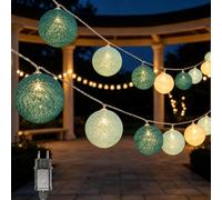 Ciskotu 3,8M Guirnalda Luces Interior, 20 Bolas de Algodón con ENCHUFE Resistente al agua IP44, Luz LED para Habitación Mesa Estante Patio Cafetería Fiesta Boda