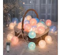 Ciskotu Luces de Bola de Algodón, 20 Cadena de Luces de Algodón LED Decoración Romántica para Bodas Fiestas Jardines Navidad