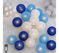 Ciskotu Luces de Bola de Algodón, 20 Cadena de Luces de Algodón LED Decoración Romántica para Bodas Fiestas Jardines Navidad
