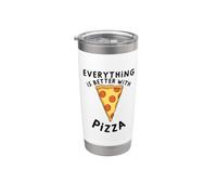 Cita de comida Todo es mejor con pizza Vaso térmico de acero inoxidable de doble pared