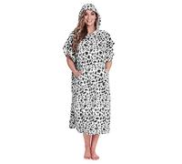 CityComfort Poncho De Toalla con Capucha para Adultos, Bata para Cambiarse con Bolsillos de Algodón 100%, para Hombre y Mujer Ideal para Vacaciones, Triatlón, Playa (L/XL, Gris Leopardo)