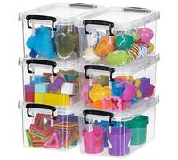 Citylife Juego de 6 pequeñas cajas de almacenamiento de plástico con tapa, 4L, Transparente, Apilables, Dormitorio, sala de juegos, Cocina, 26 x 16 x 12 cm