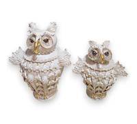 Civetta Vaso Porta segreti, ceramica Caltagirone, due opzioni Misura (1Unità) Bianco Antico, smalto oro zecchino 24k