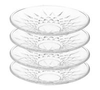 CIYODO 4 Platos Redondos de Vidrio Transparentes para Café y Aperitivos, Estructura Estable y Fácil Mantenimiento, Ideales para Casa y Oficina Reutilizable