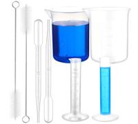 CIYODO Herramientas de Medición de Laboratorio Vasos de Plástico 100 Ml Juego de Cilindros Medidores 5 Ml con Pipetas de Transferencia 3 Ml, Base Estable Redonda, para Reutilizable