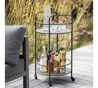 CKB Carrito redondo para bebidas LTD - Fabricado en acero recubierto de polvo con acabado mate, metal para cocina, interior y exterior, para jardín y servir con 4 ruedas