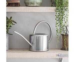 CKB LTD® Regadera interior de 1,9 L, acero galvanizado, para plantas de interior, diseño contemporáneo de metal pequeño con boquilla estrecha y mango alto (plateado)