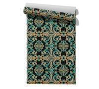 Claccis Kit Empapelar Pintado PVC Autoadhesivo Patrón de Iris 3D Elegant Retro Elegante Estilo Retro Esmeralda Papel Despegar Y Para Salpicaderos Cocina 45x500cm
