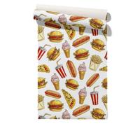 Claccis Papel Autoadhesivo Libros Pintado Para Suelo Hamburguesa Con Papas Fritas Papel Impermeable Encimeras, Armarios Y Cajones 45x500cm