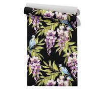 Claccis Papel Autoadhesivo Mural Pintado Liso Flores Y Pájaros Natural Elegance Elegancia Natural Papel Impermeable, Despegar Pegar, Para Armarios 45x500cm