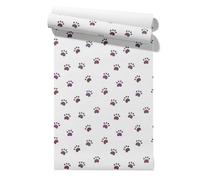 Claccis Papel Pintado Floral Revestimiento PVC de Paredes Interior Huellas Patas Perro Cute Cartoon Lindo Dibujo Animado Papel Adhesivo Impermeable Para Encimeras, Armarios Y Cajones 45x300cm