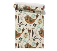 Claccis Papel Pintado Wallcover Baño Impermeable Pájaro Cartoon Abstract Resumen de Caricatura Papel Impermeable, Despegar Y Pegar, Para Armarios 45x200cm
