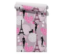 Claccis Revestimiento de Paredes PVC Plástico Para Tanque Torre Eiffel Elegant And Romantic Elegante Y Romántico Papel Pintado Removible Armarios Estantes Cocina 45x500cm