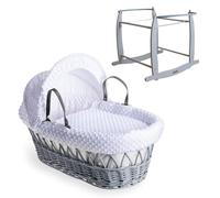 Clair de Lune Dimple - Moisés de Mimbre Gris con Soporte oscilante de Lujo, 68 x 30 cm (Blanco)