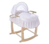 Clair de Lune Moisés Broderie Anglaise Palm con Soporte Mecedora de Lujo, moisés para bebé, 75 x 28 cm