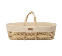Clair de Lune Moisés de Punto orgánico con Cesta de Palma Natural, apósito de Punto orgánico y colchón de bambú Natural, 75 x 28 cm (Crema)