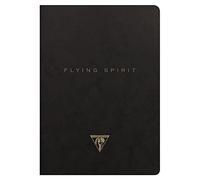 Clairefontaine 102536C - Un cuaderno de piqué cosido hilo Flying Spirit 96 páginas marfil 148 x 21 cm 90 g líneas tapa de cartulina brillante negra, diseño aleatorio