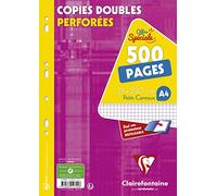 Clairefontaine 14792C - Un étui carton de 500 pages Copies doubles perforées 21x29,7 cm 90g petits carreaux