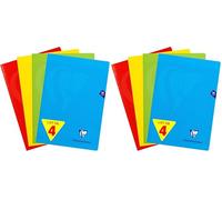 Clairefontaine, 294161AMZ, Lote de 4 Cuadernos grapados, Mimesys, A4 (21x29,7 cm), 96 Páginas, Cuadrados Grandes, Papel Blanco 90 gr, Polipropileno (Azul, Rojo, Amarillo, Verde) (Paquete de 2)