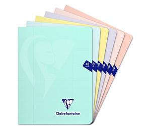Clairefontaine 308751C - Mimesys PASTEL cahier piqué polypro 17x22cm 48p séyès coloris assortis - PAQ DE 10