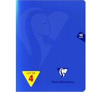 Clairefontaine 322751AMZC - Lote de 4 cuadernos con grapas Mimesys (17 x 22 cm, 48 páginas grandes azulejos - Papel blanco 90 g, cubierta de polietileno, color azul marino