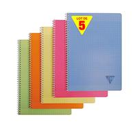 Clairefontaine 328116C Linicolor Lot de 5 Cahiers à spirale A4 séyès 90 g Couleurs assorties