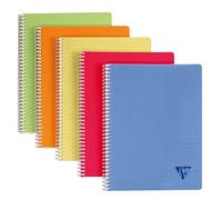 Clairefontaine 328126C Collection Linicolor Fresh Un Cahier à Spirale - A4 21x29,7 cm - 180 Pages Petits Carreaux - Papier Blanc 90 g - Couverture Polypro Transparent Couleur Aléatoire