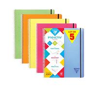 Clairefontaine 328171C - Cuadernos de espiral (80 hojas, A4, cuadrados, 90 g, 5 unidades)