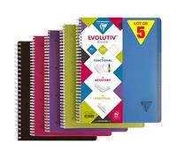 Clairefontaine 329155C cuadernos con sujetador de alambre, A4+, con forro y margen, 120 hojas, 90 g, colores surtidos, paquete de 5