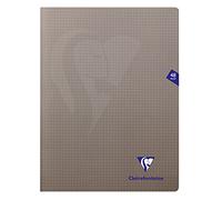 Clairefontaine 333312C - Un paquet de 10 cahiers piqués Mimesys 48 pages 24x32 cm 90g petits carreaux, couverture polypro (plastique), Gris