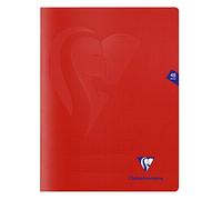 Clairefontaine 333312C - Un paquet de 10 cahiers piqués Mimesys 48 pages 24x32 cm 90g petits carreaux, couverture polypro (plastique), Rouge
