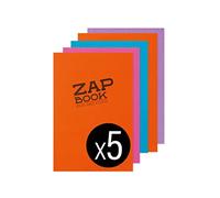 Clairefontaine 3358C Carnet Encollé Zap Book - 160 Feuilles Papier Croquis 100% Recy 5 14,8x21 cm 80g - Couleurs de Couverture ass Aléatoires - Paquet de 5 carnets