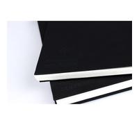Clairefontaine 34290C Libreta Cosida Goldline - 50 Hojas de Papel de Dibujo Blanco - A6 10,5x14,8 cm 140g - Formato Horizontal - Cubierta Rígida Negra Imitación Tela