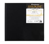 Clairefontaine 34309C Libreta Cosida Goldline - 50 Hojas de Papel de Dibujo Blanco - 15x15 cm 140g - Formato Cuadrado - Cubierta Rígida Negra Imitación Tela
