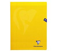 Clairefontaine 343311C - Un paquet de 10 cahiers piqués Mimesys 48 pages 24x32 cm 90g grands carreaux, couverture polypro (plastique), Jaune