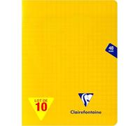 Clairefontaine 343751Cpack Un - Lote de 10 cuadernos grapados Mimesys amarillos - 17 x 22 cm - 48 páginas grandes azulejos - Papel blanco 90 g - Cubiertas de Polypro