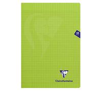 Clairefontaine 353101C Lot de 10 Cahiers Agrafés Mimesys Vert - A4 21x29,7 cm - 48 Páginas Grands Carreaux - Papier Blanc 90 g - Couverture Polypro Transparente