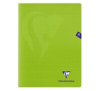 Clairefontaine 353312C - Un paquet de 10 cahiers piqués Mimesys 48 pages 24x32 cm 90g petits carreaux, couverture polypro (plastique), Vert