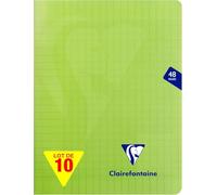 Clairefontaine 353751Cpack Un - Lote de 10 cuadernos con grapas Mimesys Verdes, 17 x 22 cm, 48 páginas grandes azulejos - Papel blanco 90 g - Cubiertas Polypro