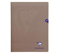 Clairefontaine 363361C - Un paquet de 10 cahiers piqués Mimesys 96 pages 24x32 cm 90g grands carreaux, couverture polypro (plastique), Gris
